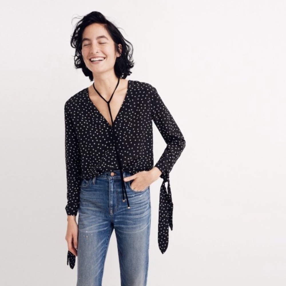 Madewell Star Tie Silk Blouse, NWT, Sold Out